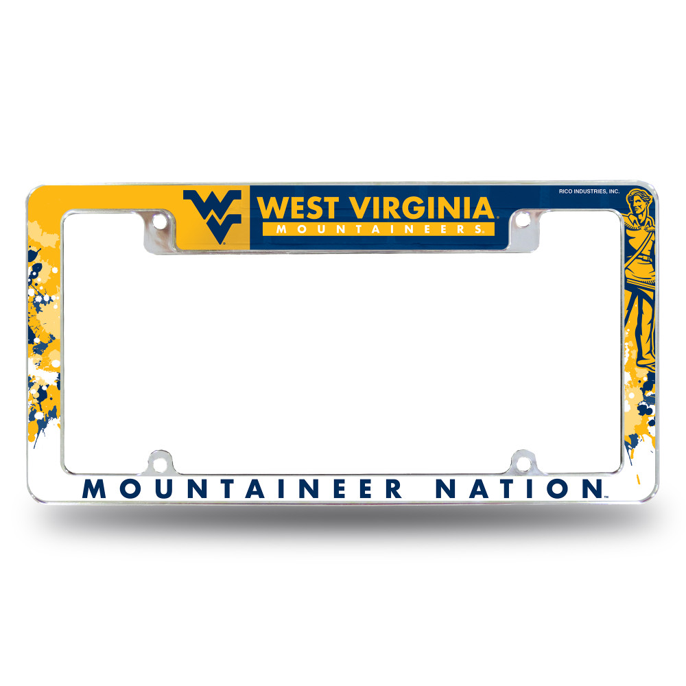 West Virginia Mountaineers Primary Chrome License Plate Frame | Rico Industries | AFC280101T