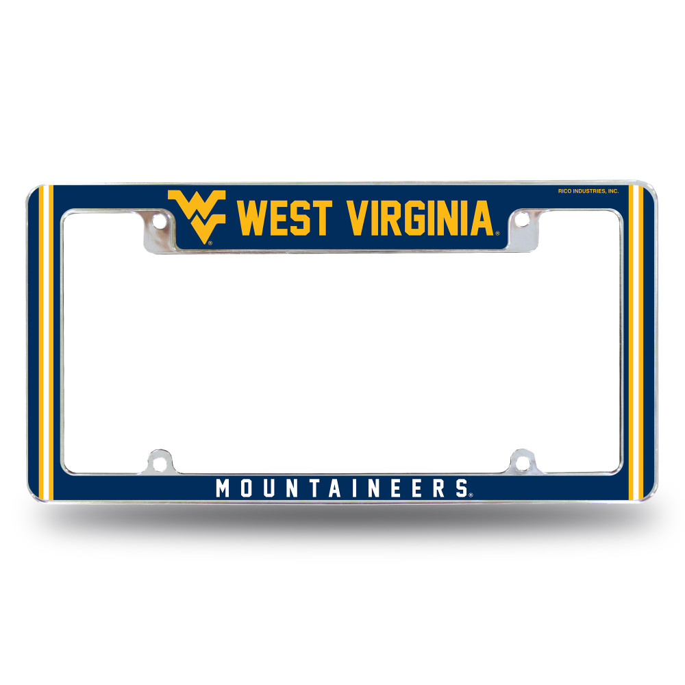 West Virginia Mountaineers Classic Chrome License Plate Frame | Rico Industries | AFC280110T