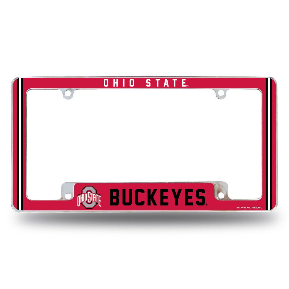 Ohio State Buckeyes Alternate Classic Chrome License Plate Frame | Rico Industries | AFC300110B