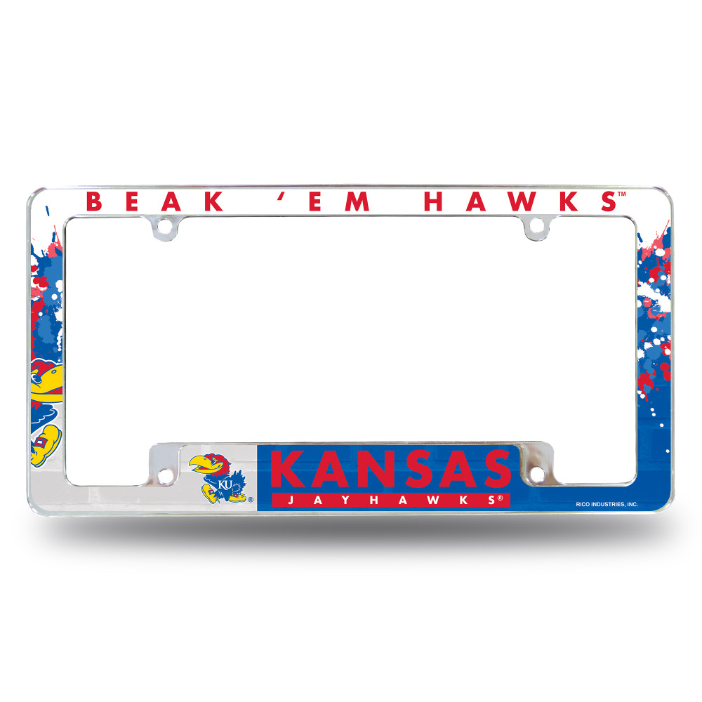 Kansas Jayhawks Primary Chrome License Plate Frame | Rico Industries | AFC310101B