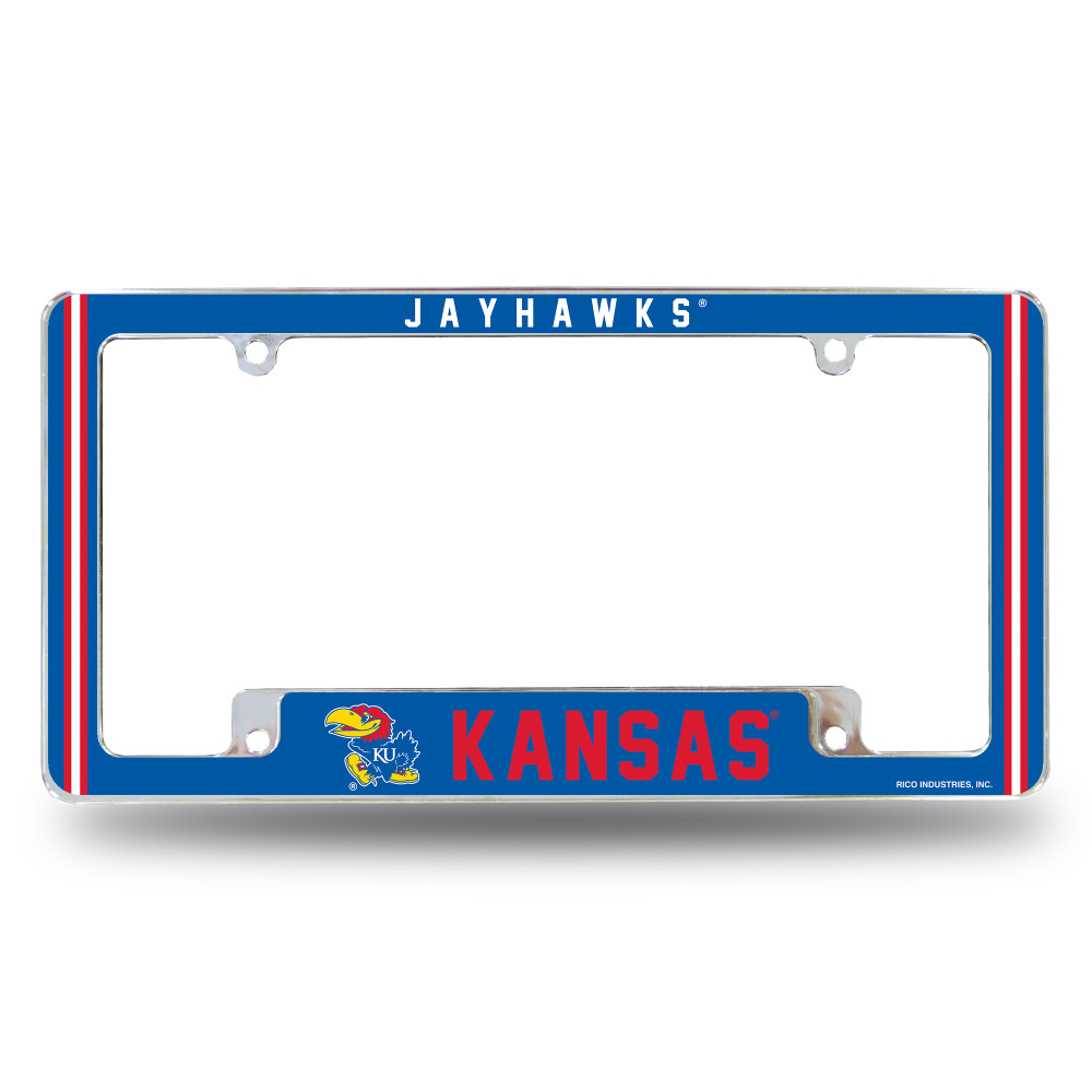 Kansas Jayhawks Classic Chrome License Plate Frame | Rico Industries | AFC310110B