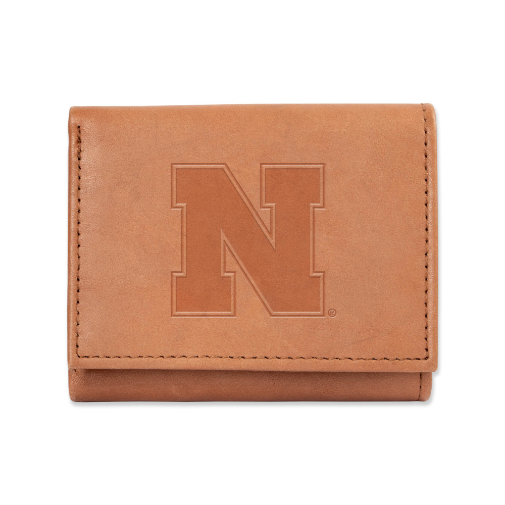 Nebraska Huskers Brown Embossed Genuine Leather Tri-Fold Wallet | Rico Industries | STR410106