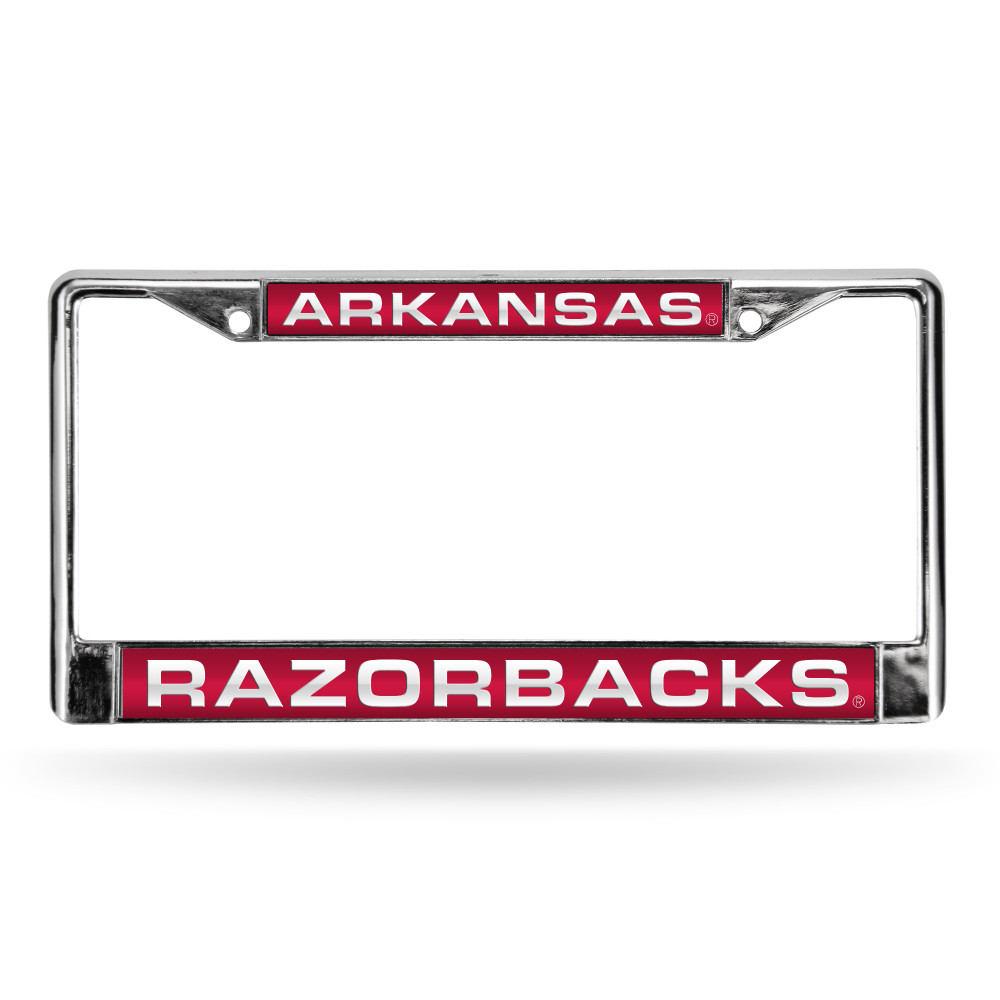 Arkansas Razorbacks Red Laser Cut Chrome Frame | Rico Industries | FCL360101