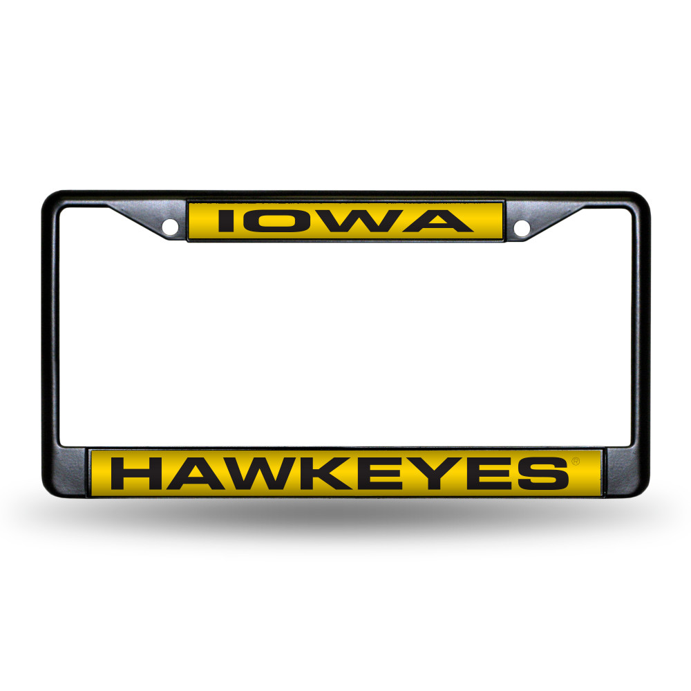 Iowa Hawkeyes Black Laser Cut Chrome Frame | Rico Industries | FCLB250101