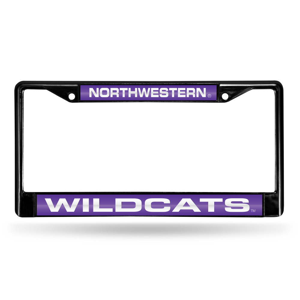 Northwestern Wildcats Black Laser Cut Chrome Frame | Rico Industries | FCLB400201