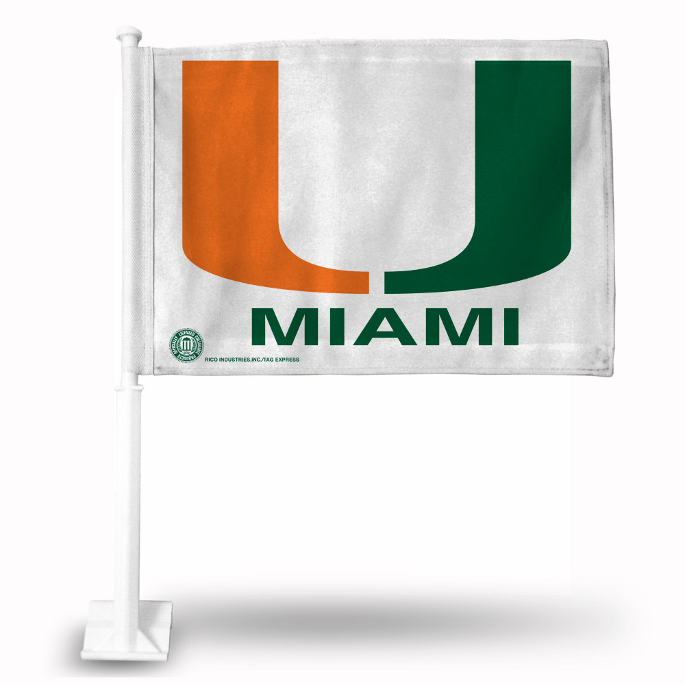 Miami Hurricanes Standard Double Sided Car Flag | Rico Industries | FG100302
