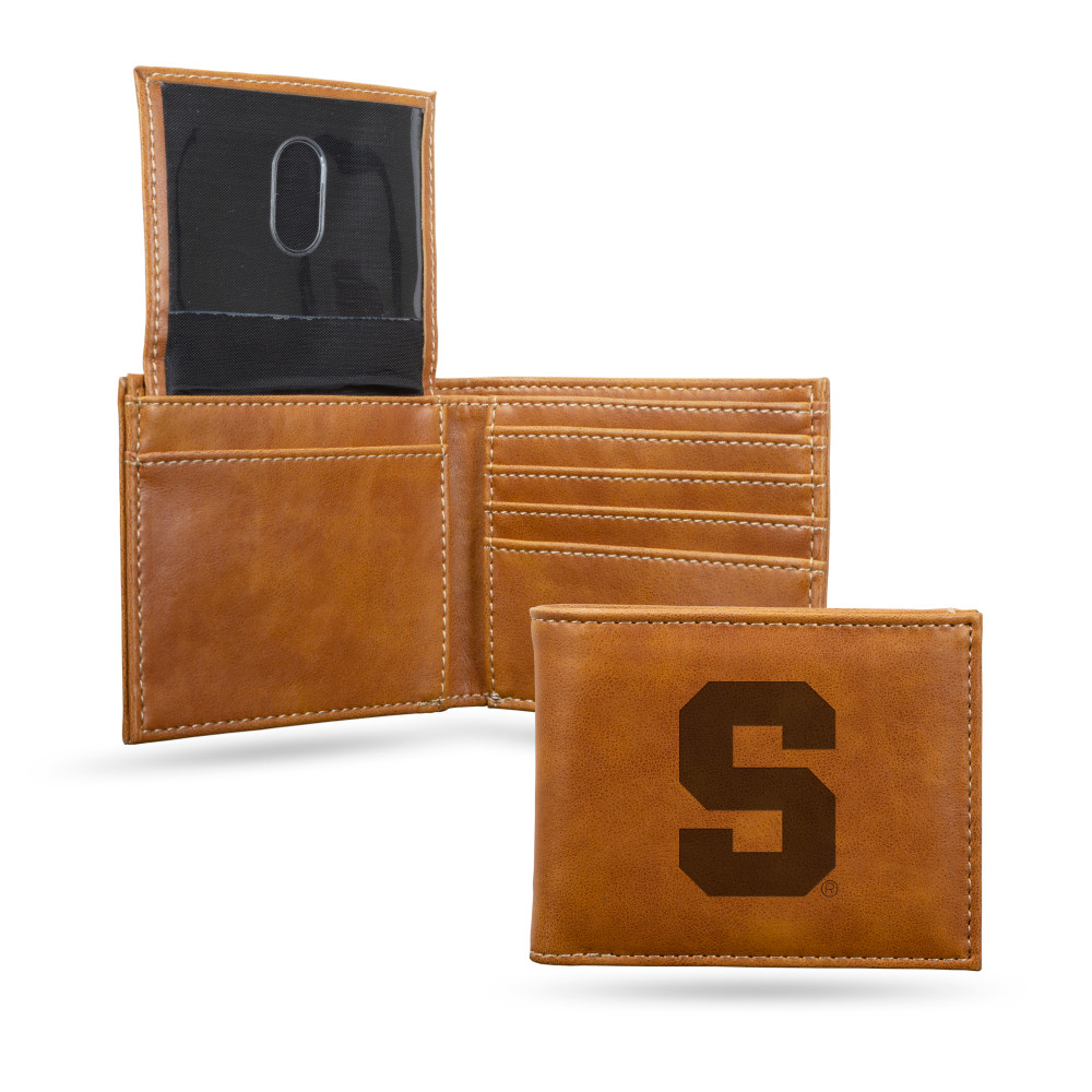 Syracuse Orange Brown Laser Engraved Bill-fold Wallet  | Rico Industries | LEBIL270101BR