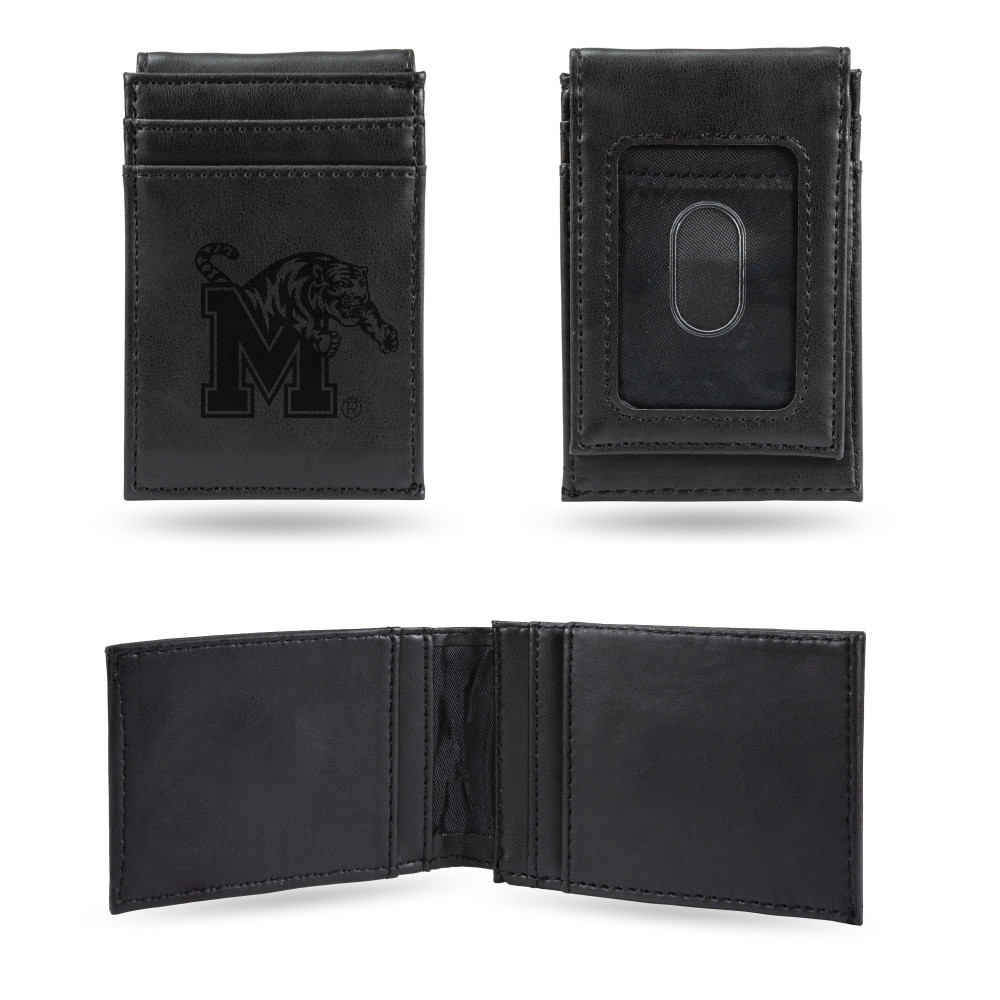 Memphis Tigers Black Laser Engraved Front Pocket Wallet  | Rico Industries | LEFPW180802BK