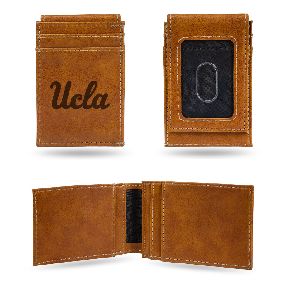 UCLA Bruins Brown Laser Engraved Front Pocket Wallet  | Rico Industries | LEFPW290201BR