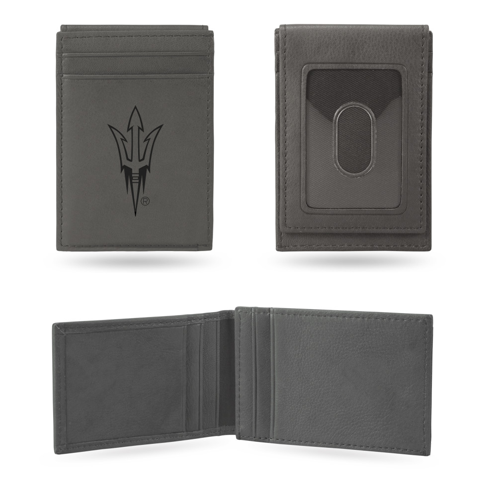 Arizona State Sun Devils Gray Laser Engraved Front Pocket Wallet  | Rico Industries | LEFPW460201GY