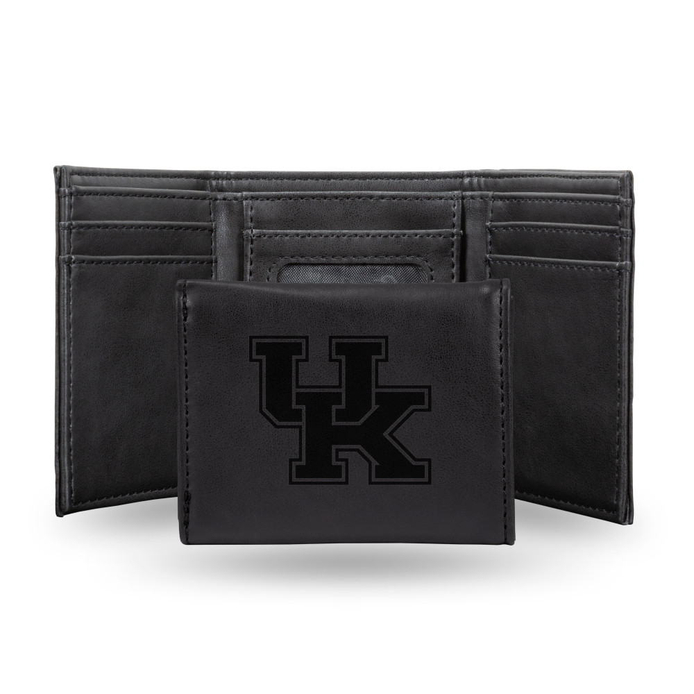 Kentucky Wildcats Black Laser Engraved Tri-Fold Wallet | Rico Industries | LETRI190101BK