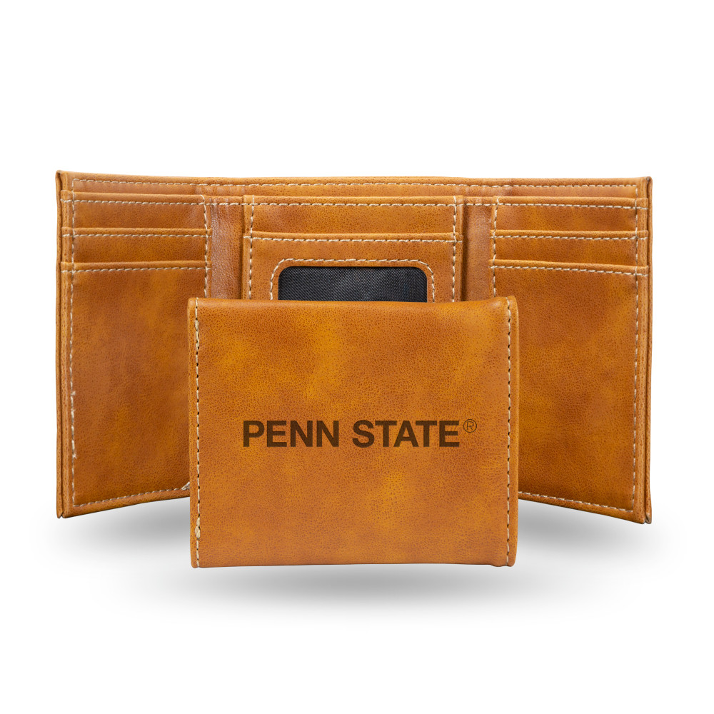 Penn State Nittany Lions Brown Laser Engraved Tri-Fold Wallet | Rico Industries | LETRI210201BR