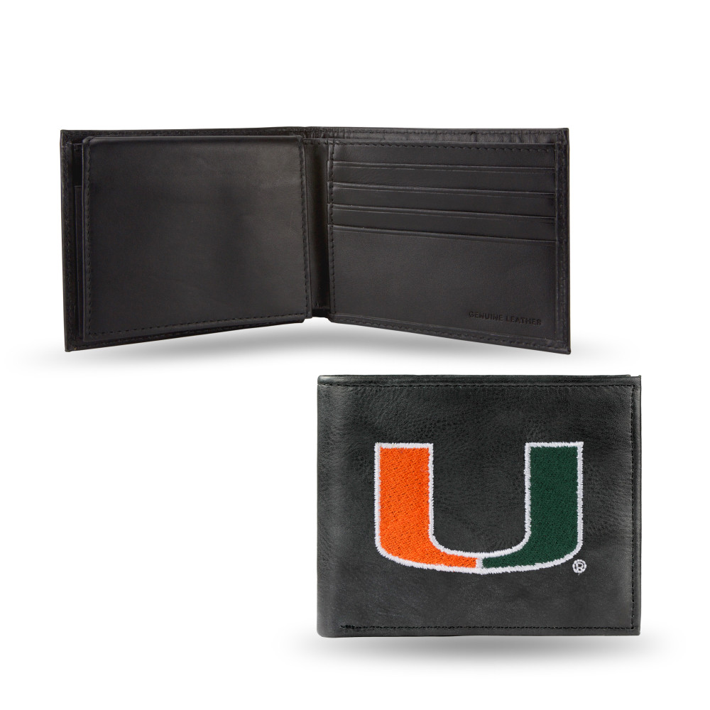 Miami Hurricanes Embroidered Genuine Leather Billfold Wallet  | Rico Industries | RBL100301