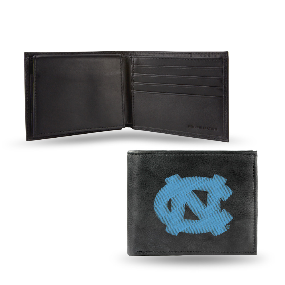 North Carolina Tar Heels Embroidered Genuine Leather Billfold Wallet  | Rico Industries | RBL130102