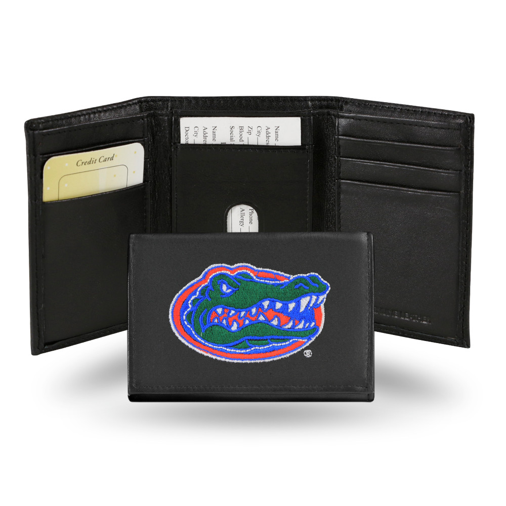 Florida Gators Embroidered Genuine Leather Tri-fold Wallet  | Rico Industries | RTR100101