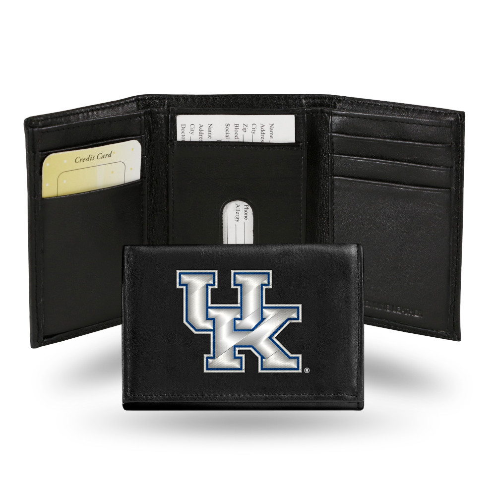 Kentucky Wildcats Embroidered Genuine Leather Tri-fold Wallet  | Rico Industries | RTR190102