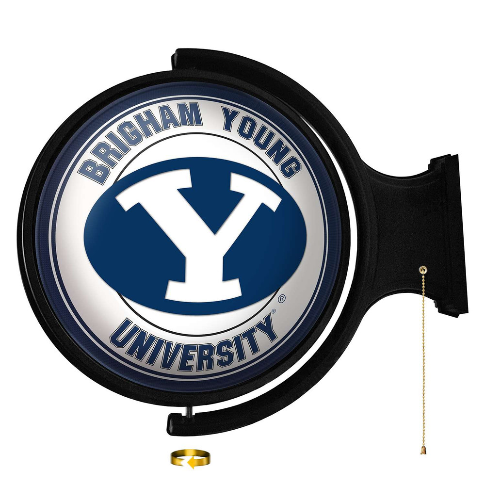 BYU Cougars: Original Round Rotating Lighted Wall Sign | The Fan-Brand | NCBYUC-115-01