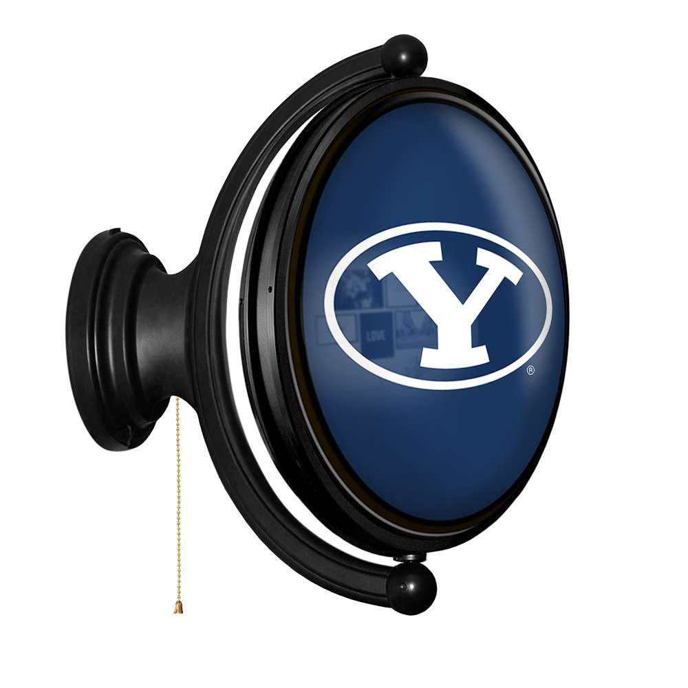 BYU Cougars: Original Oval Rotating Lighted Wall Sign - Blue | The Fan-Brand | NCBYUC-125-01B