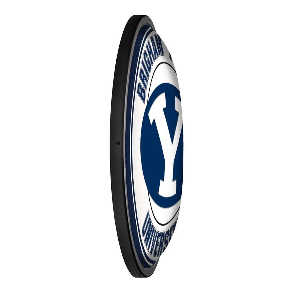 BYU Cougars: Round Slimline Lighted Wall Sign | The Fan-Brand | NCBYUC-130-01