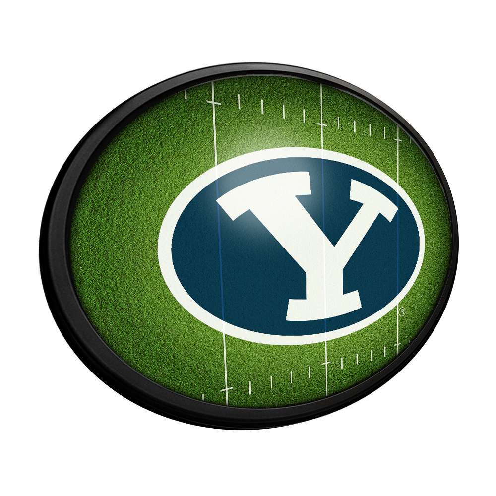 BYU Cougars: On the 50 - Oval Slimline Lighted Wall Sign | The Fan-Brand | NCBYUC-140-22