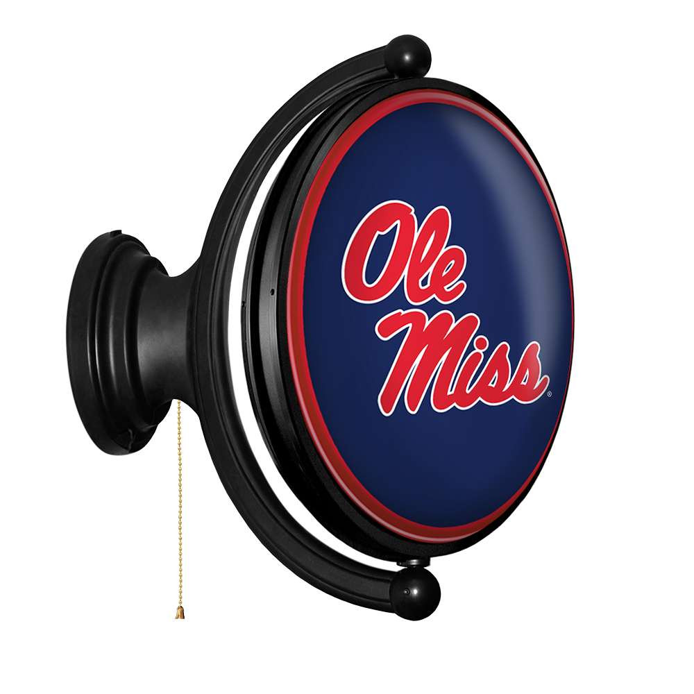 Mississippi Rebels: Original Oval Rotating Lighted Wall Sign - Blue | The Fan-Brand | NCMISS-125-01A