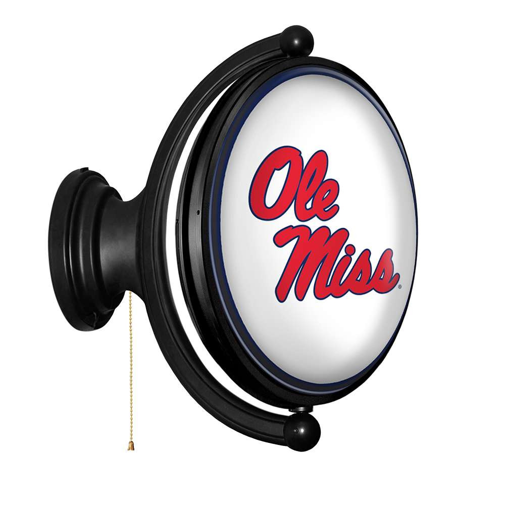 Mississippi Rebels: Original Oval Rotating Lighted Wall Sign - White | The Fan-Brand | NCMISS-125-01B