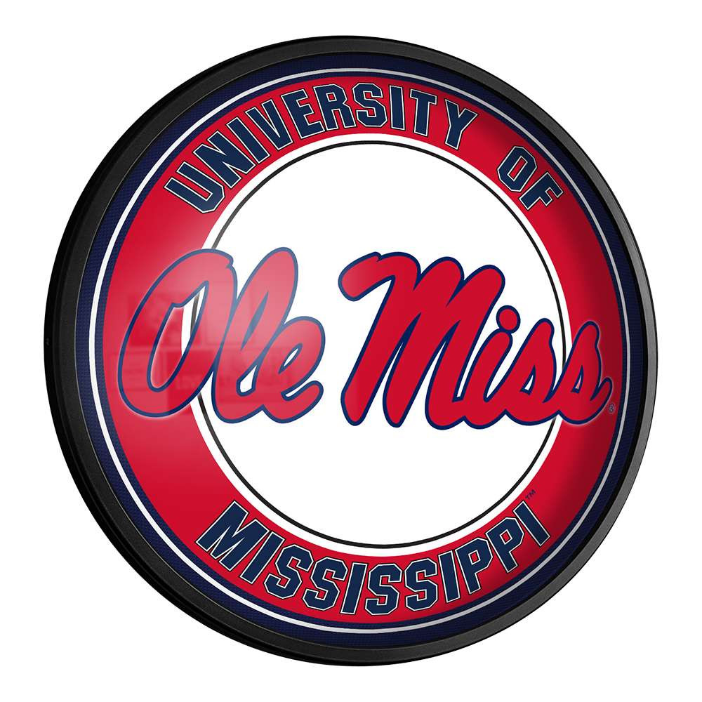 Mississippi Rebels: Round Slimline Lighted Wall Sign | The Fan-Brand | NCMISS-130-01