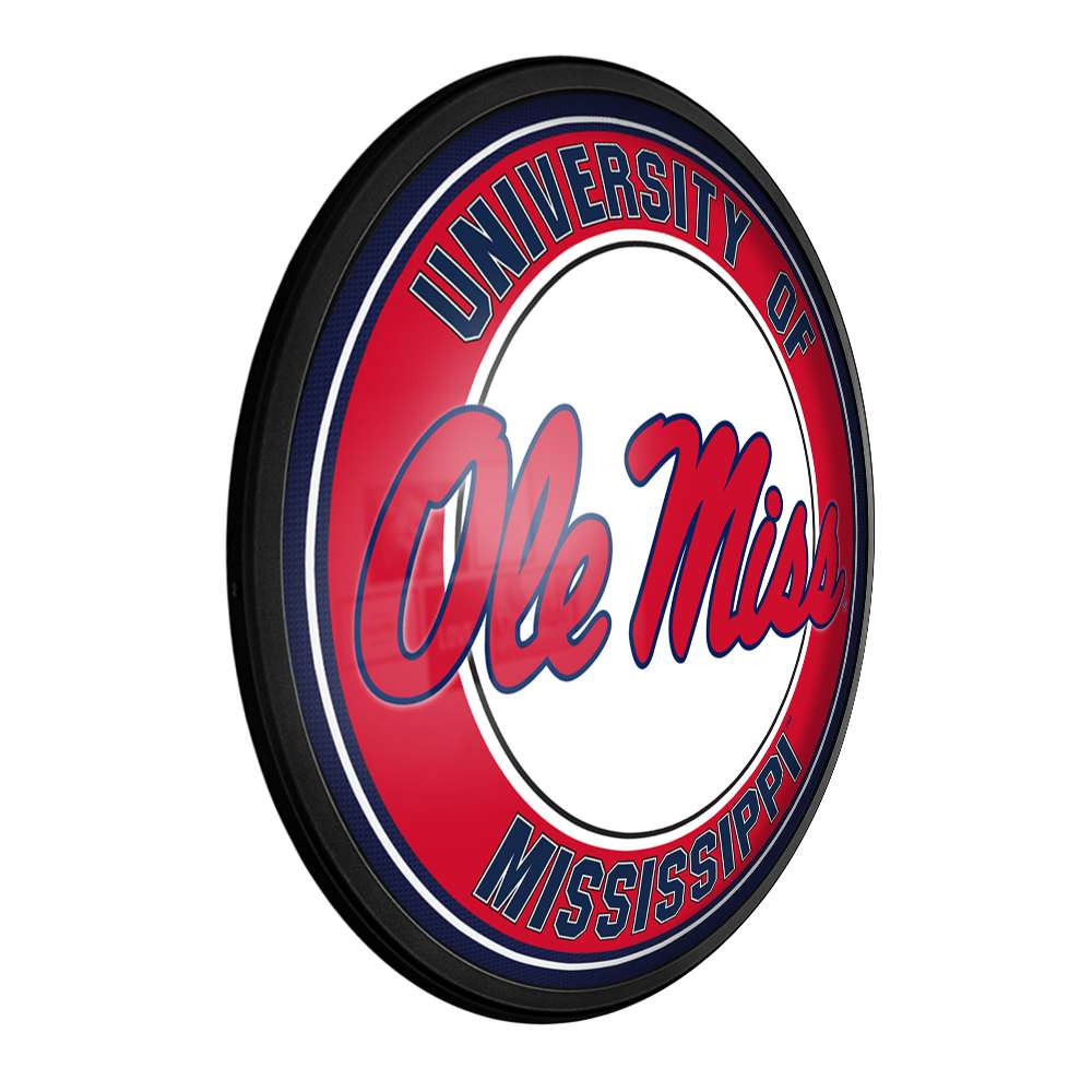 Mississippi Rebels: Round Slimline Lighted Wall Sign | The Fan-Brand | NCMISS-130-01