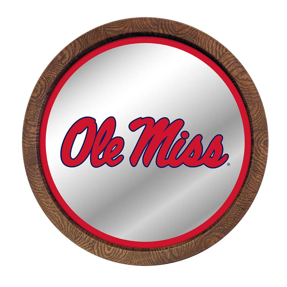 Mississippi Rebels: Mirrored Barrel Top Mirrored Wall Sign - Red Edge | The Fan-Brand | NCMISS-245-01B