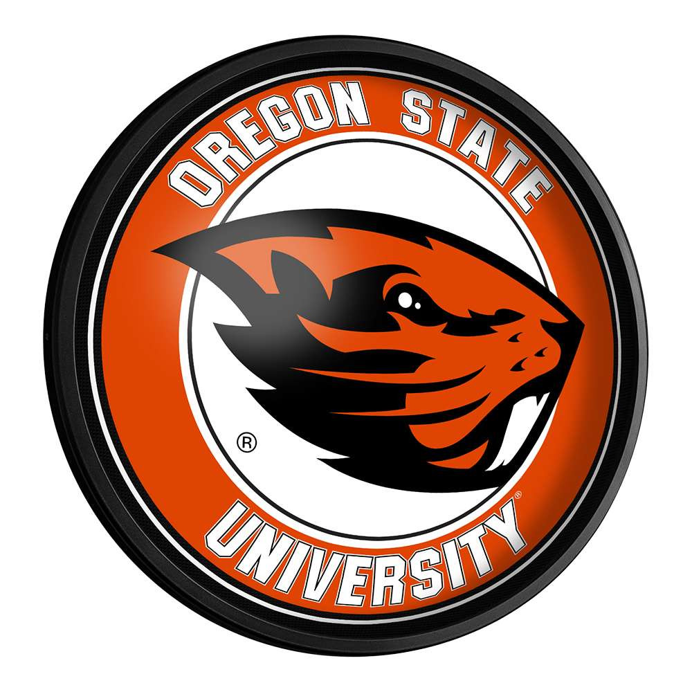 Oregon State Beavers: Round Slimline Lighted Wall Sign | The Fan-Brand | NCORST-130-01