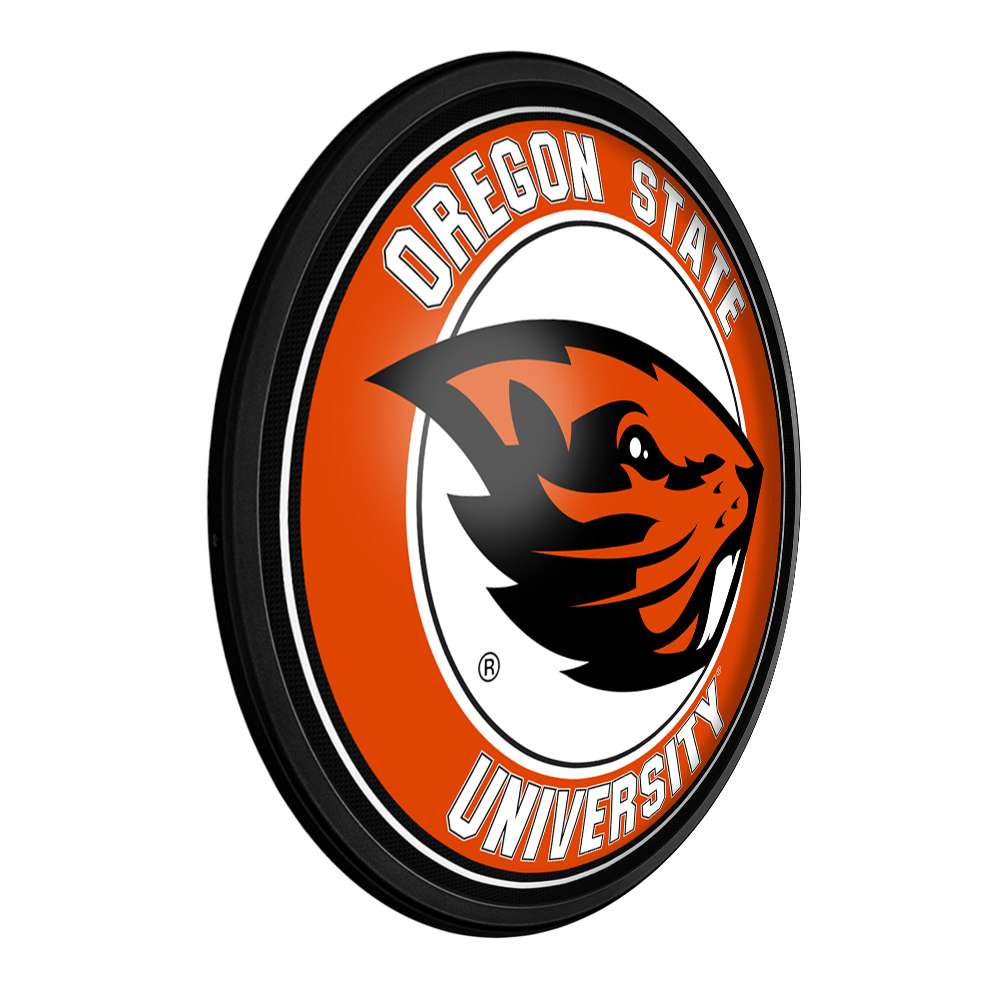 Oregon State Beavers: Round Slimline Lighted Wall Sign | The Fan-Brand | NCORST-130-01