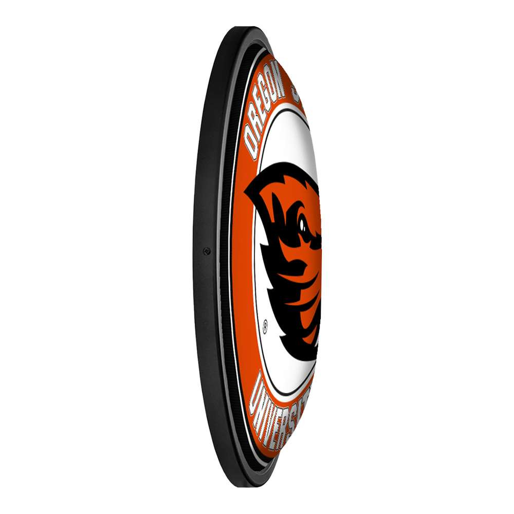 Oregon State Beavers: Round Slimline Lighted Wall Sign | The Fan-Brand | NCORST-130-01