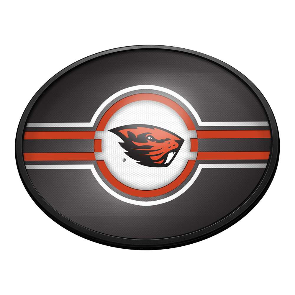 Oregon State Beavers: Oval Slimline Lighted Wall Sign - Black | The Fan-Brand | NCORST-140-01B