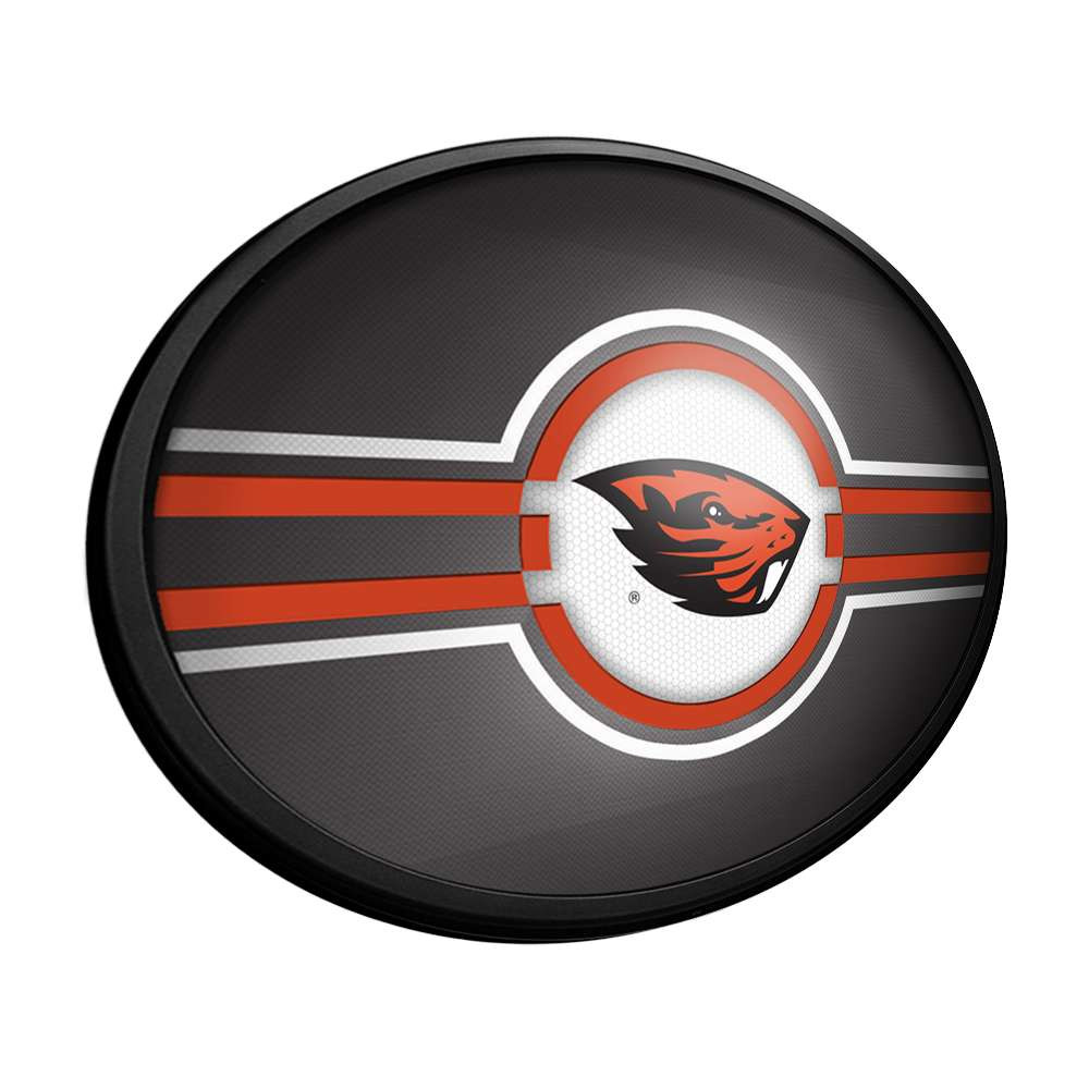 Oregon State Beavers: Oval Slimline Lighted Wall Sign | The Fan-Brand | NCORST-140-01B