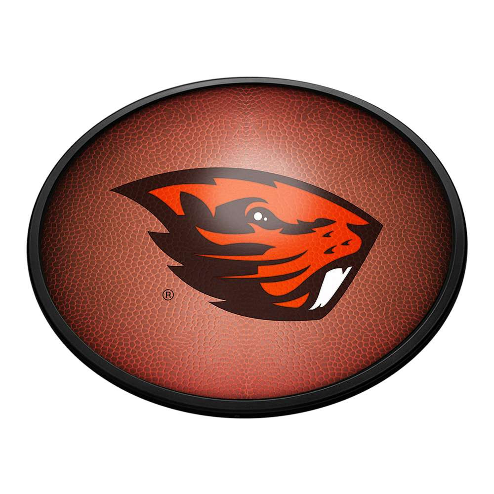 Oregon State Beavers: Pigskin - Oval Slimline Lighted Wall Sign | The Fan-Brand | NCORST-140-21