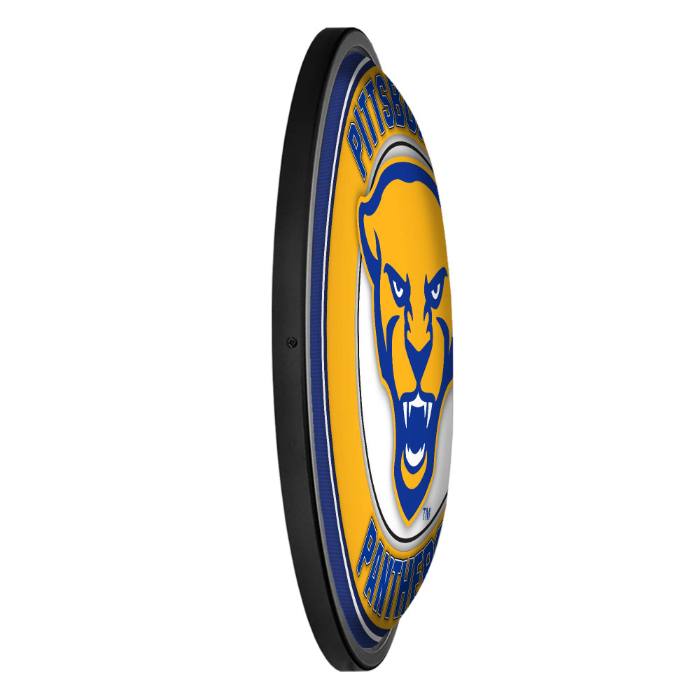 Pittsburgh Panthers: Mascot - Round Slimline Lighted Wall Sign | The Fan-Brand | NCPITT-130-02
