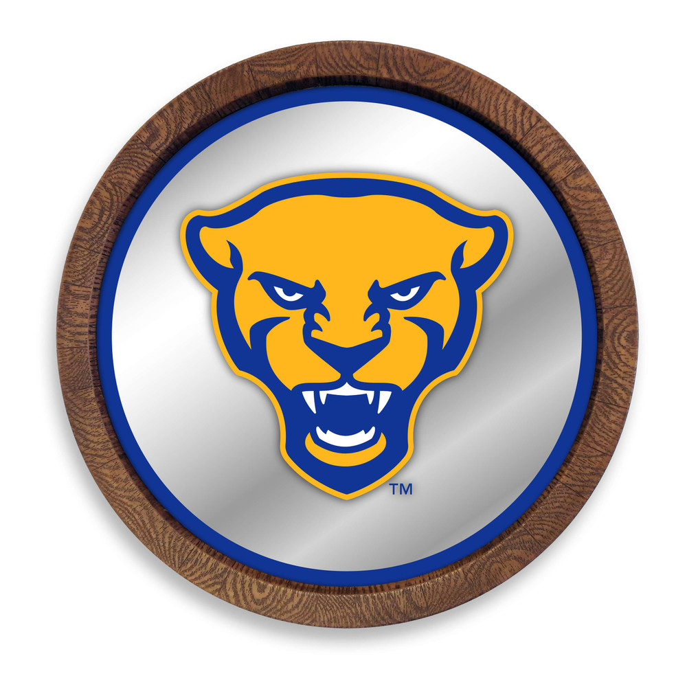 Pittsburgh Panthers: Mascot - "Faux" Barrel Top Mirrored Wall Sign - Royal Edge | The Fan-Brand | NCPITT-245-02A