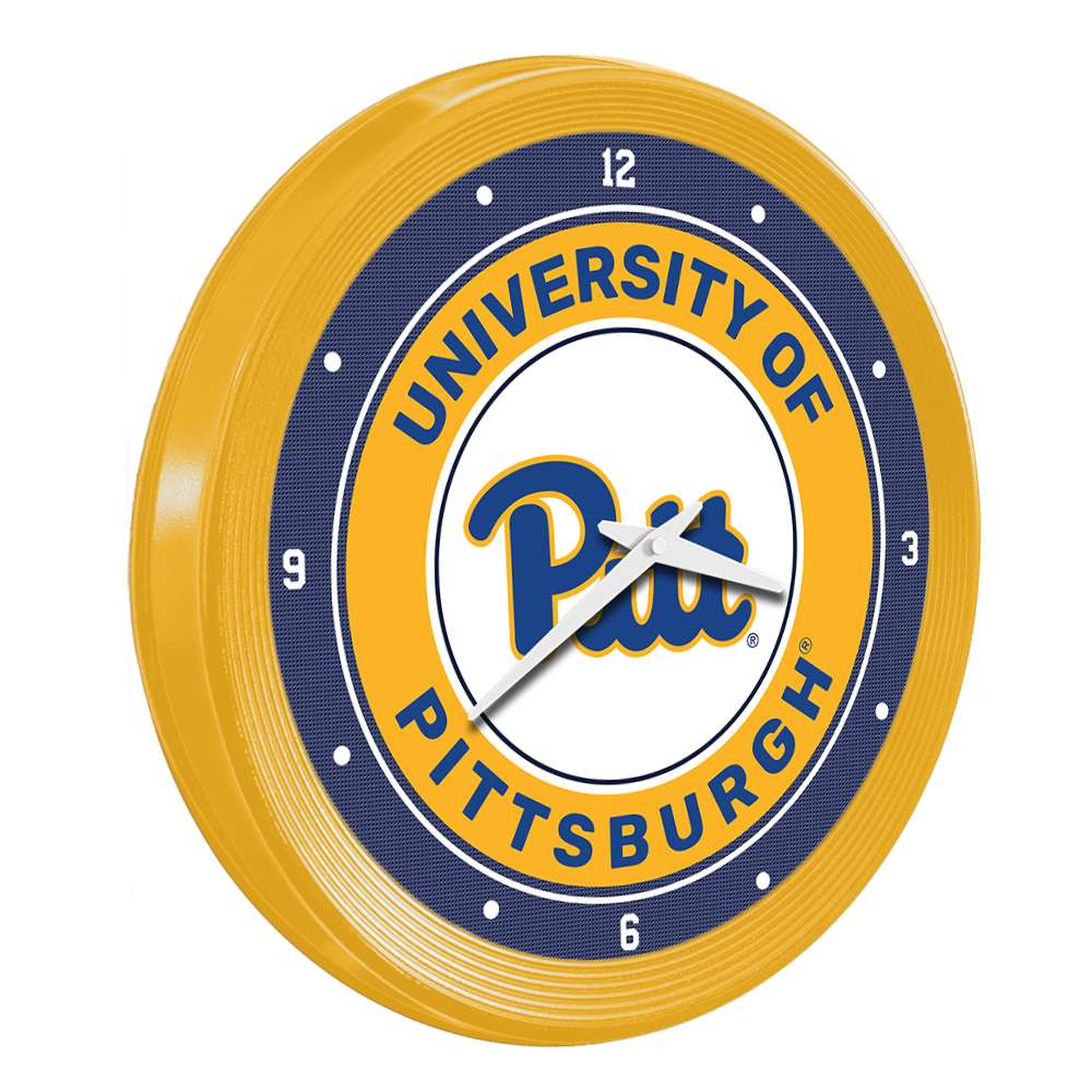 Pittsburgh Panthers: Ribbed Frame Wall Clock | The Fan-Brand | NCPITT-530-01