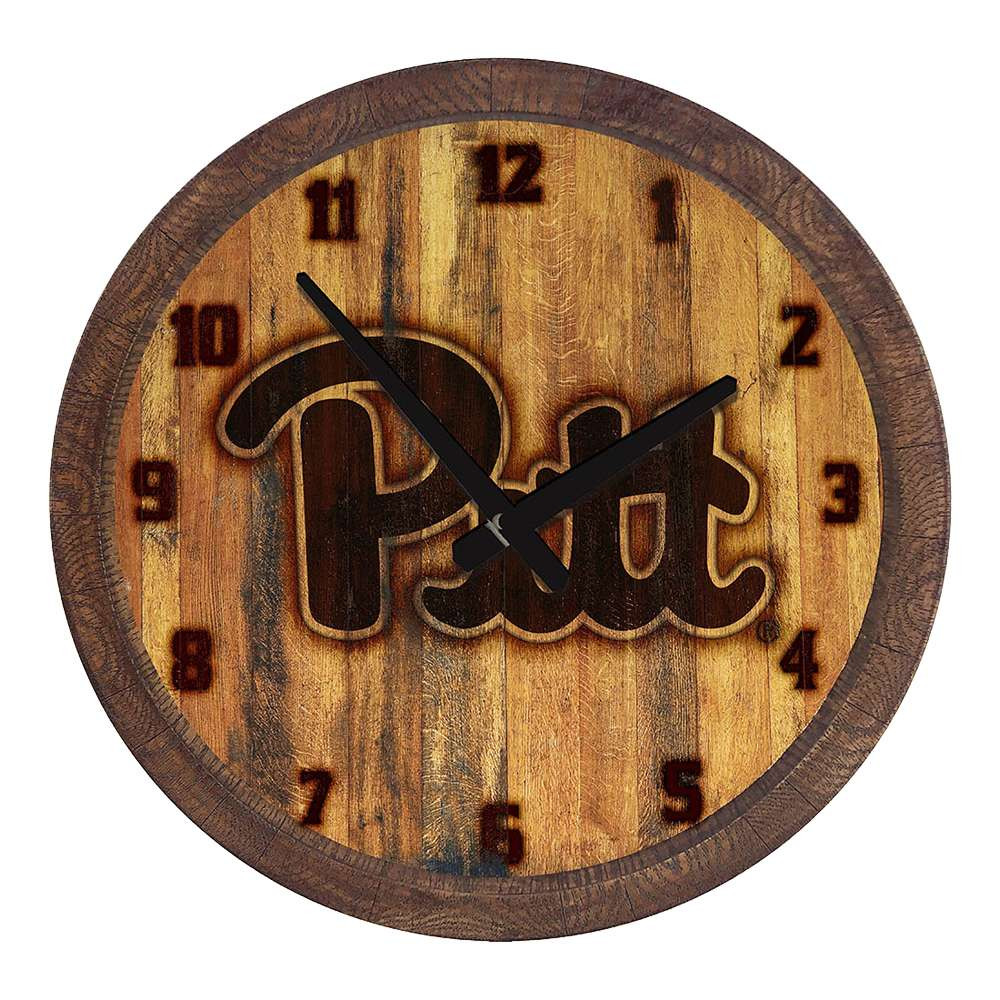 Pittsburgh Panthers: Branded "Faux" Barrel Top Wall Clock | The Fan-Brand | NCPITT-560-02