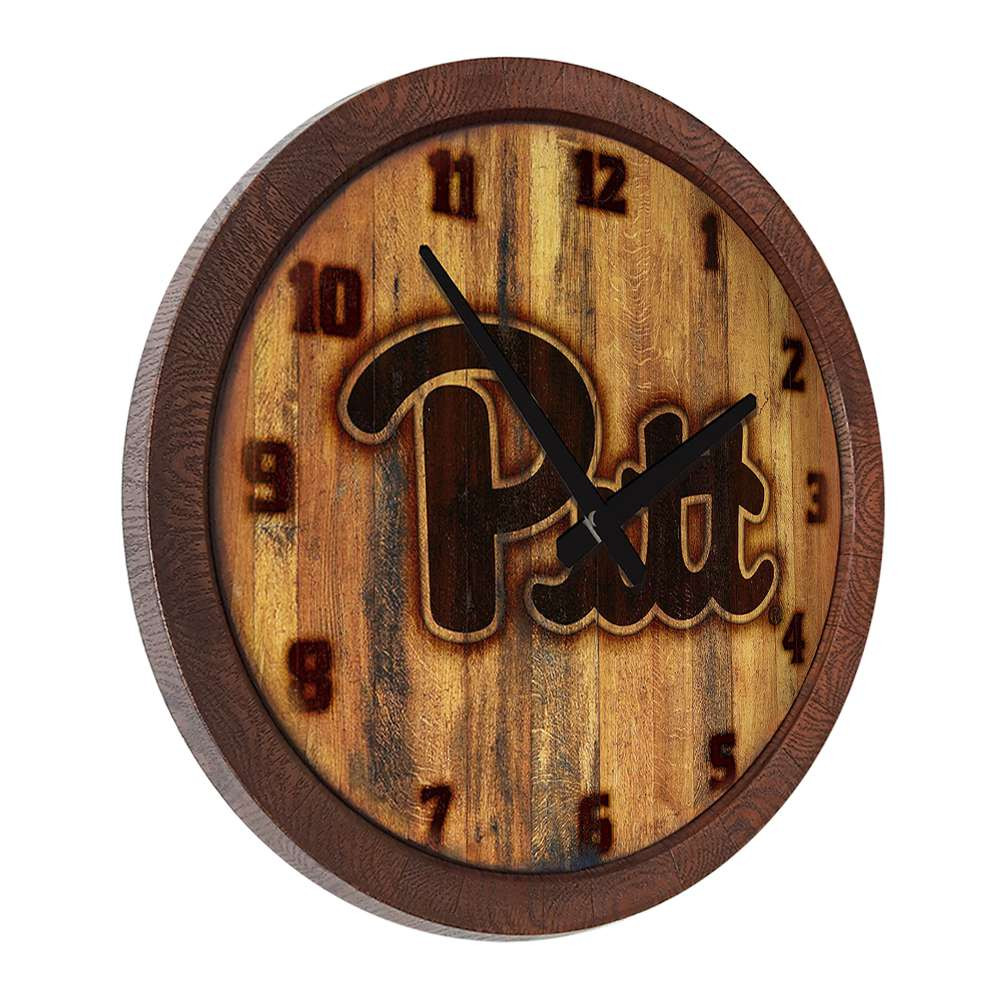 Pittsburgh Panthers: Branded "Faux" Barrel Top Wall Clock | The Fan-Brand | NCPITT-560-02