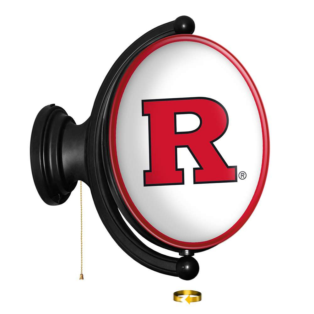 Rutgers Scarlet Knights: Original Oval Rotating Lighted Wall Sign - White | The Fan-Brand | NCRTGR-125-01B