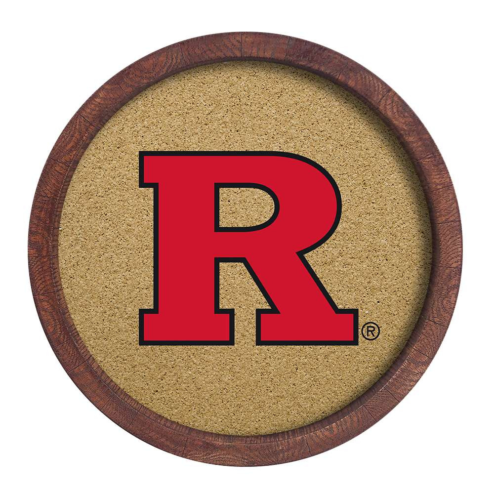 Rutgers Scarlet Knights: "Faux" Barrel Framed Cork Board | The Fan-Brand | NCRTGR-632-01