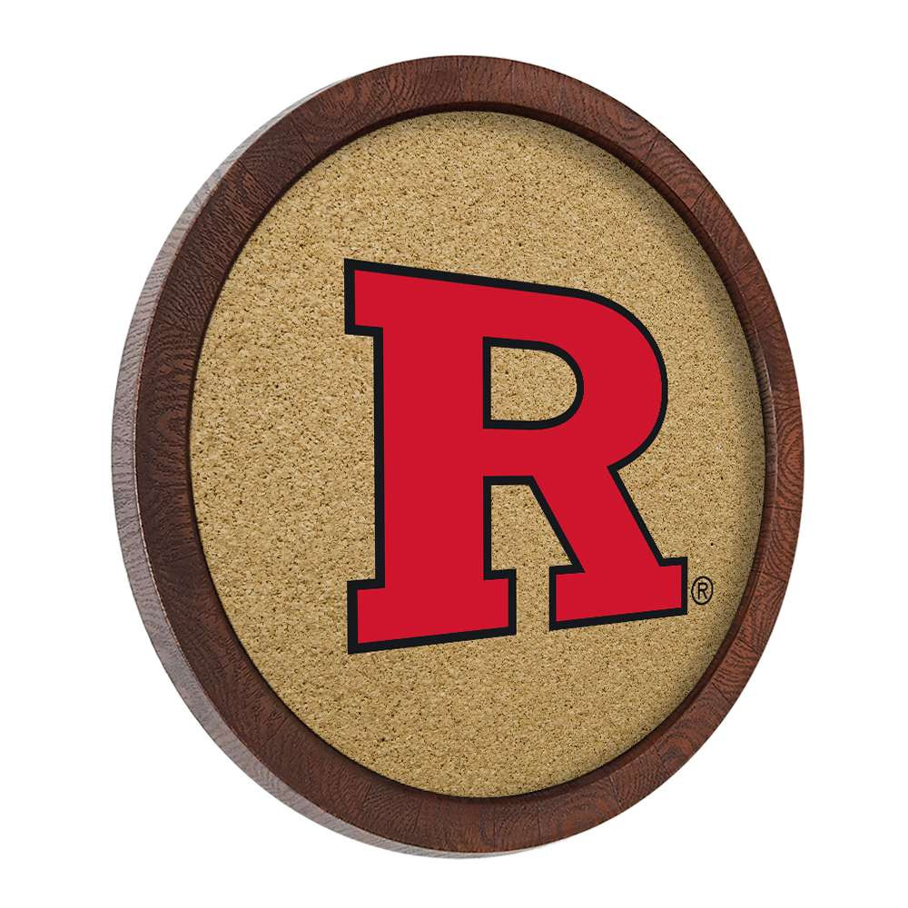 Rutgers Scarlet Knights: "Faux" Barrel Framed Cork Board | The Fan-Brand | NCRTGR-632-01