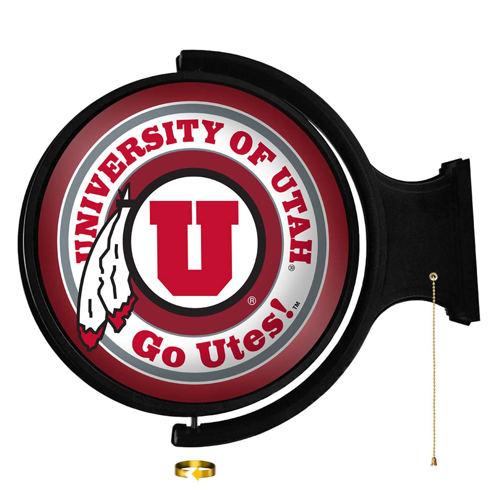 Utah Utes: Original Round Rotating Lighted Wall Sign | The Fan-Brand | NCUTAH-115-01