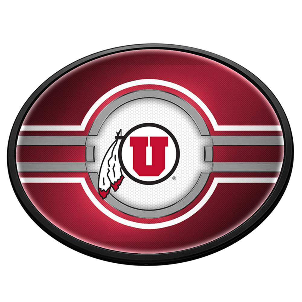Utah Utes: Oval Slimline Lighted Wall Sign | The Fan-Brand | NCUTAH-140-01