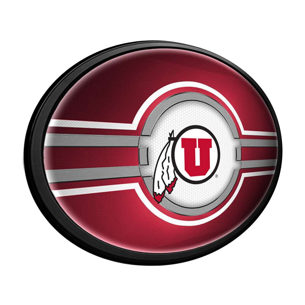 Utah Utes: Oval Slimline Lighted Wall Sign | The Fan-Brand | NCUTAH-140-01