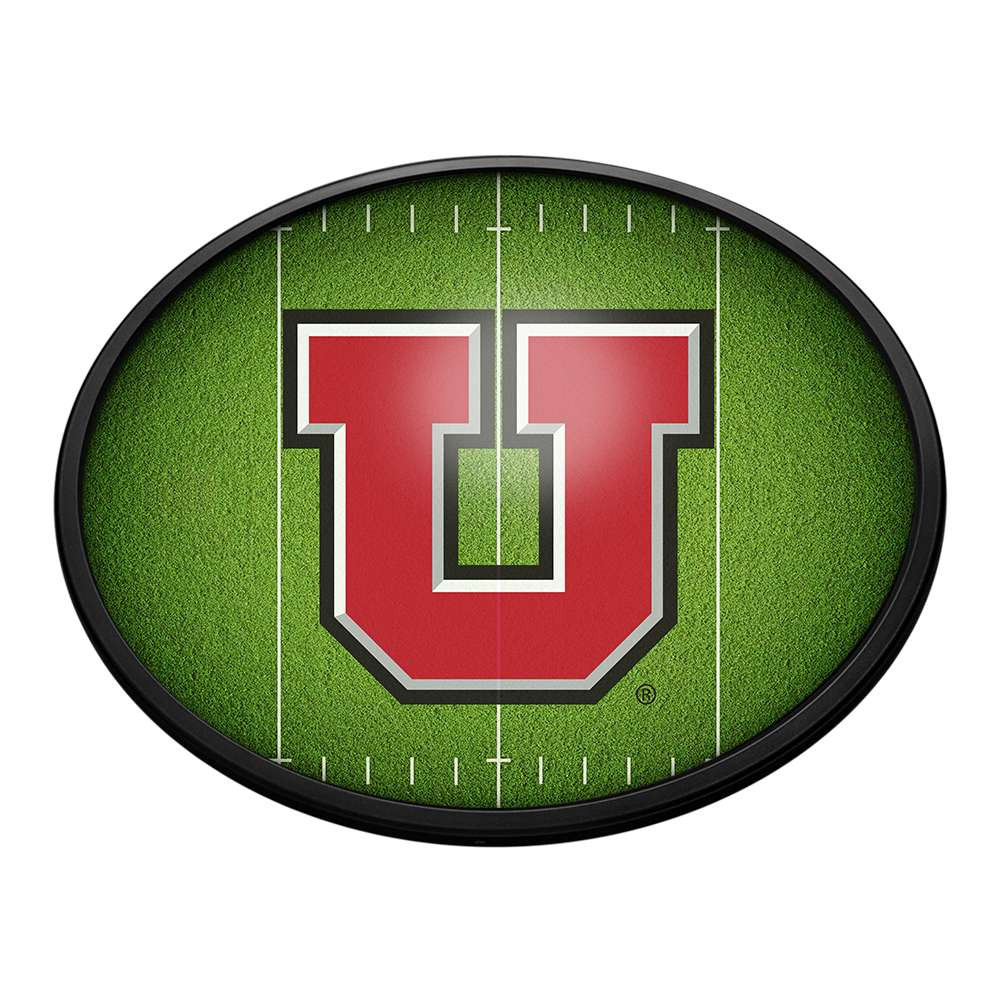 Utah Utes: On the 50 - Oval Slimline Lighted Wall Sign | The Fan-Brand | NCUTAH-140-22