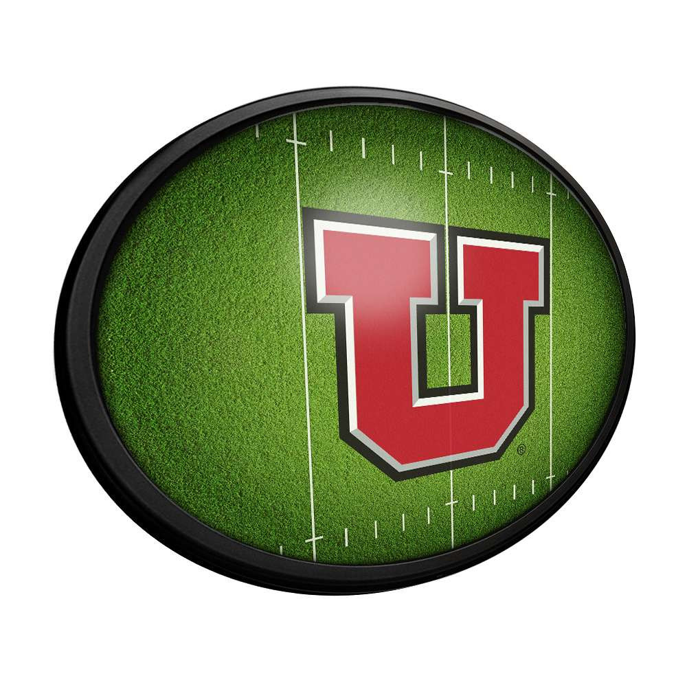 Utah Utes: On the 50 - Oval Slimline Lighted Wall Sign | The Fan-Brand | NCUTAH-140-22