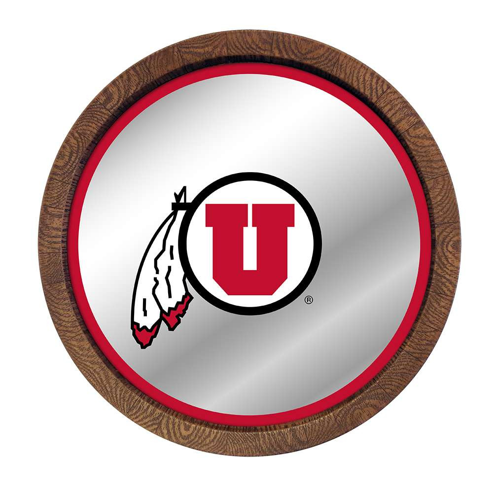 Utah Utes: Mirrored Barrel Top Mirrored Wall Sign | The Fan-Brand | NCUTAH-245-01