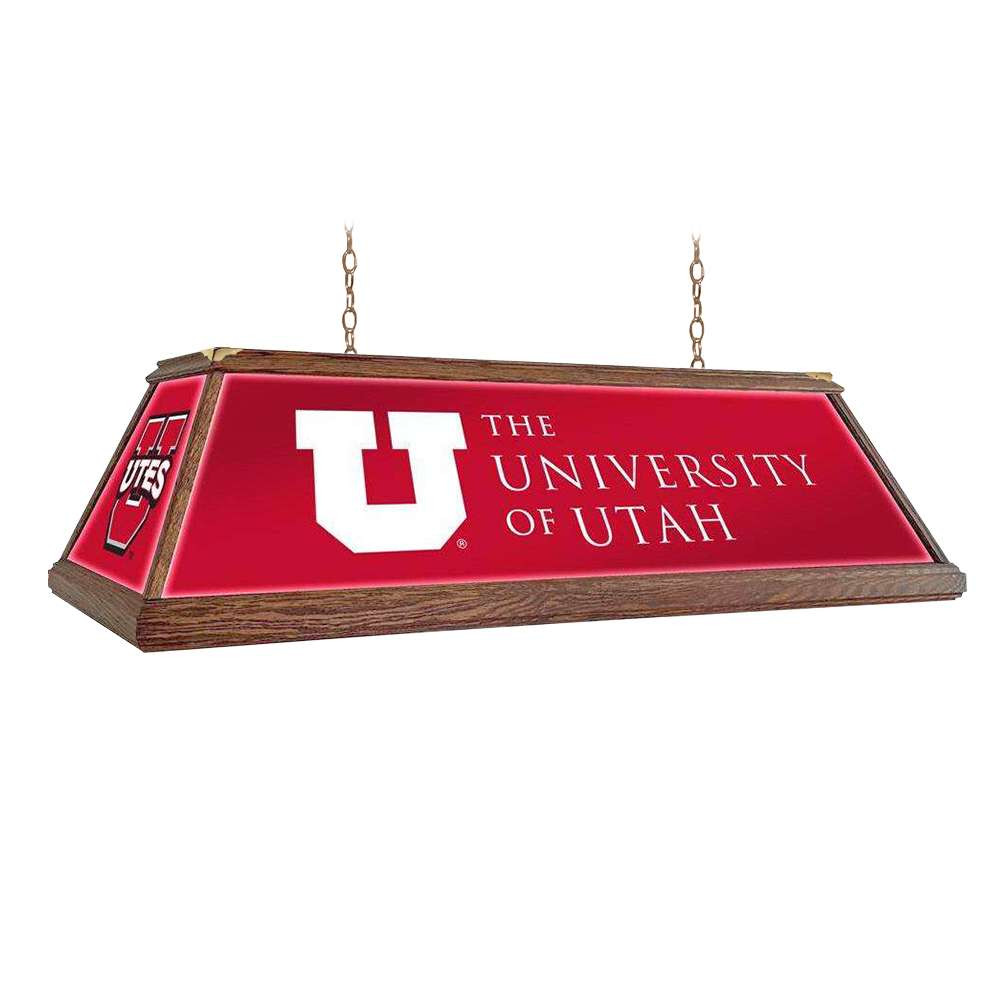 Utah Utes: Premium Wood Pool Table Light - Red | The Fan-Brand | NCUTAH-330-01B